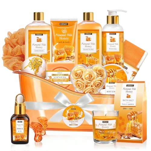 EIRNAY Gifts for Women,15pcs Almond Milk & Honey Spa Gift Basket for Women