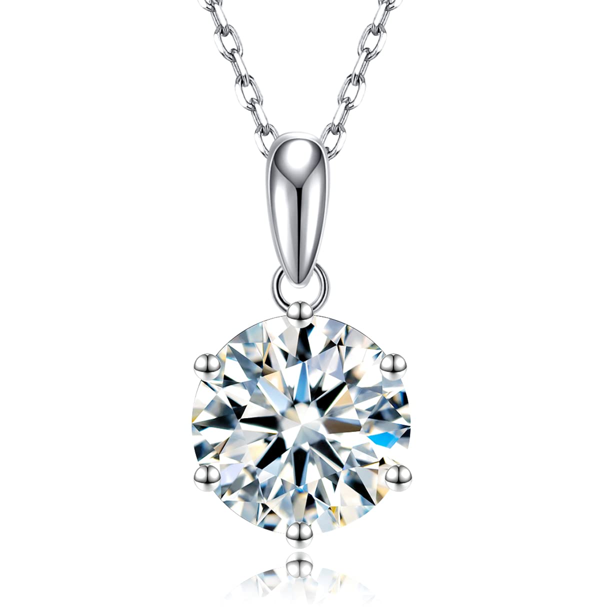 SecreTalk Moissanite Pendant Necklace, Women 1-5CT White Gold Plated S925 – White Gold Plated