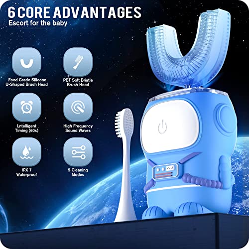 RexCodar Ultrasonic Kids U Shaped Electric Toothbrush,4 Brush - Product Imagery