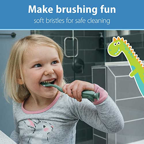 Dr. Brown's Toddler Toothbrush, Green and Orange Dinos, Ages - Product Imagery