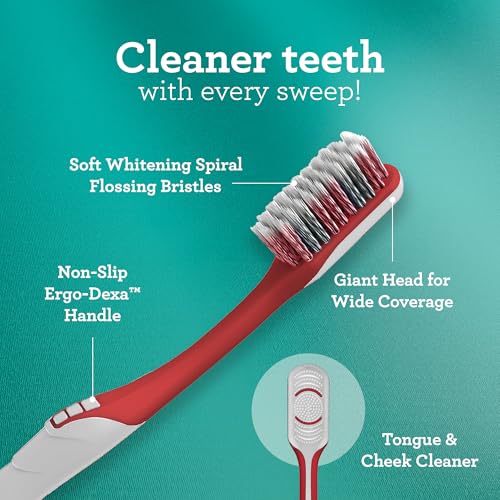 GuruNanda Gentle Giant Toothbrush with Dual Action Flossing - Product Imagery
