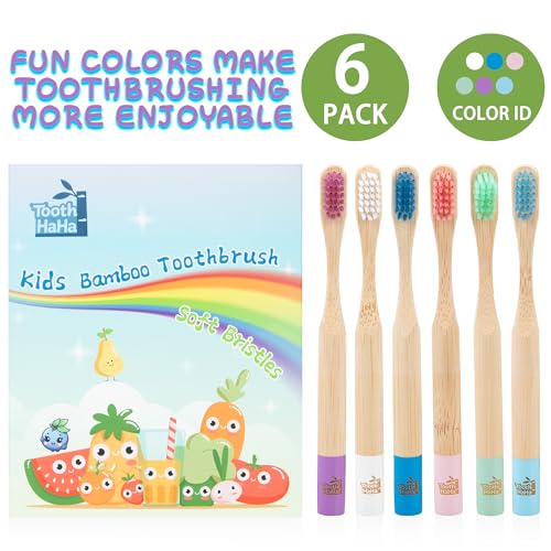 Kids Bamboo Toothbrushes, BPA-Free Soft Bristles, Eco-Friendly - Product Imagery