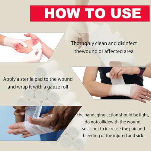 32 Pack Gauze Rolls Bandages 4 ” x 4.1 yd Premium Quality Lint - Product Imagery