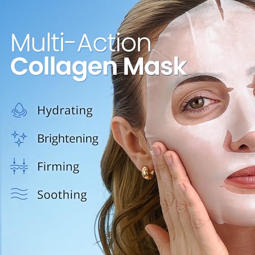 Ebanel 10-Pack Collagen Face Mask with Hyaluronic Acid, Vitamin - Product Imagery