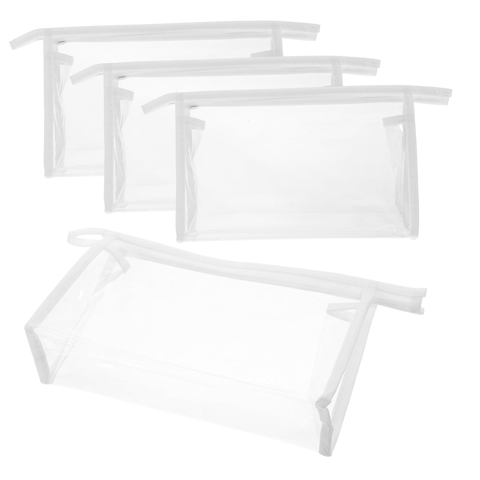 EXQUIMEUBLE 4-piece travel skincare bags with durable zippers, lightweight cosmetic cases for toiletries, makeup, and organization.
