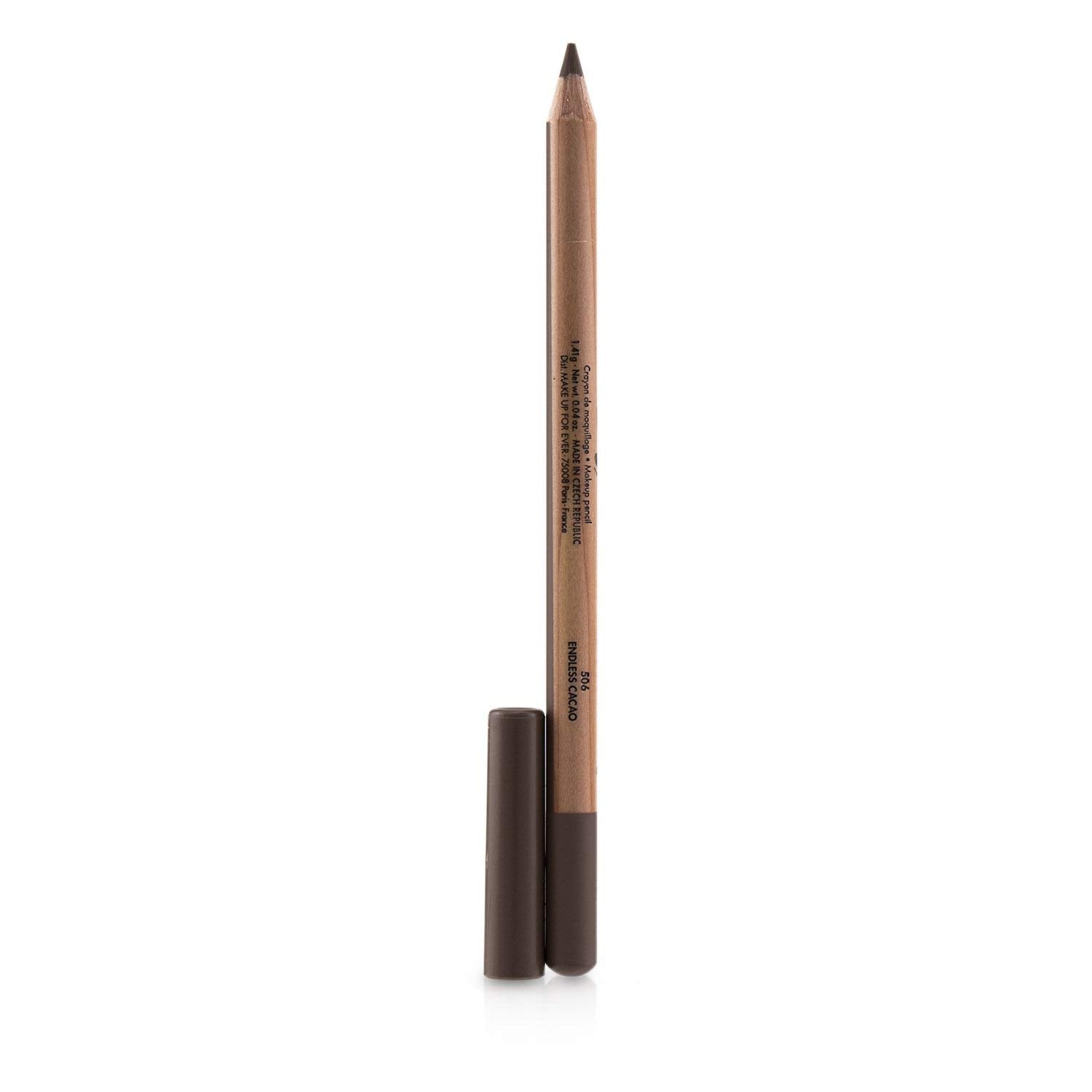 Make Up For Ever Artist Color Pencil 506 Endless Cacao eyelid color pencil, 0.05 oz, shown on a model's eyelid.