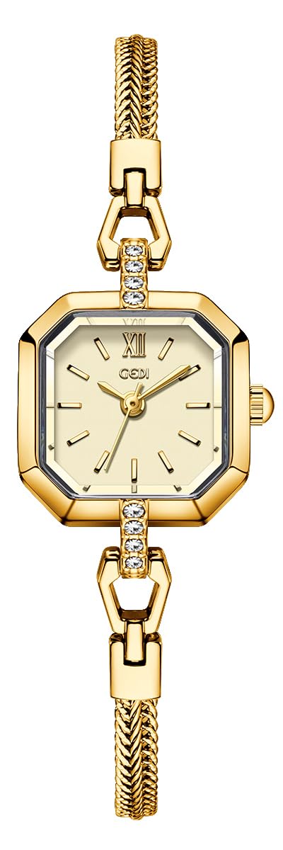 FANMIS Vintage Alloy Square Bracelet Watch Diamond Small Gold Watch Modern Minimalist Design Waterproof Luxury Dress Bra