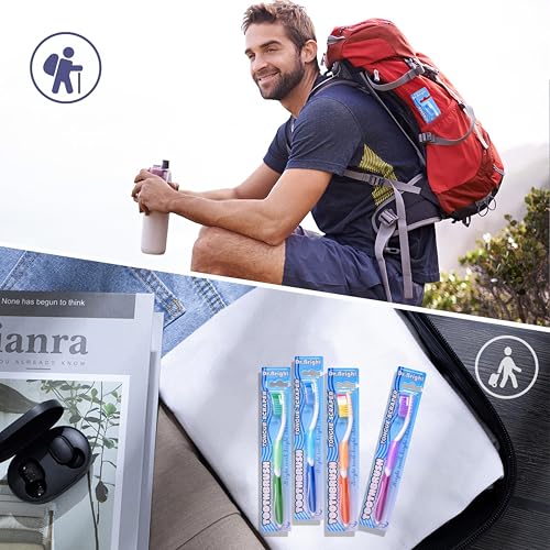 Medium Adult Toothbrushes with Tongue Cleaner, 8 Pack - Product Imagery