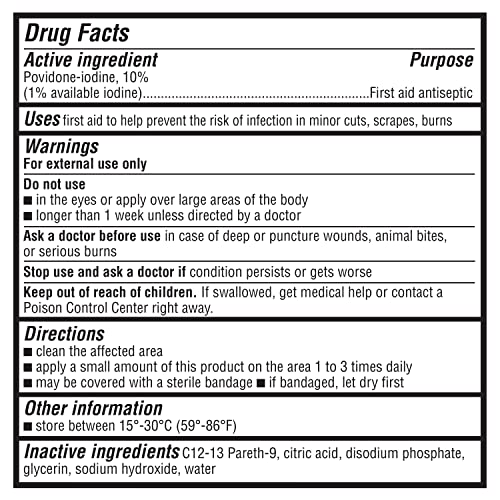 Amazon Basics First Aid Antiseptic, 10% Povidone Iodine Solution - Product Imagery
