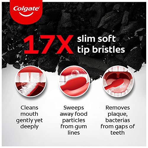 Colgate SlimSoft Charcoal Toothbrush Set of 4 | Soft Bristles | - Product Imagery