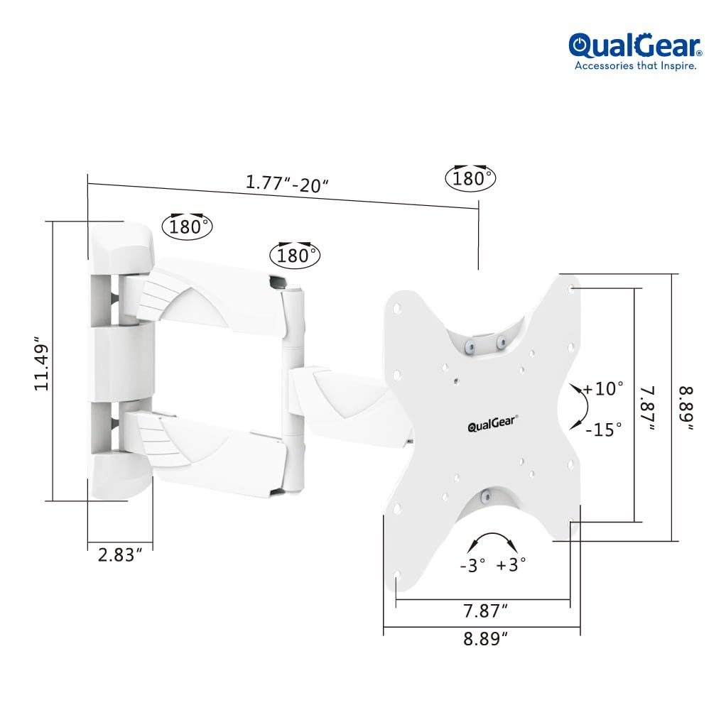 QualGear UL Listed Low Profile Full Motion TV Wall Mount for 23-42 Inch TVs – packaging and label
