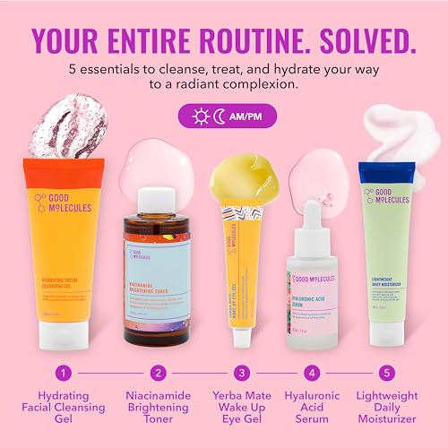 Good Molecules Daily Skincare Routine Set with Hydrating Facial - Product Imagery
