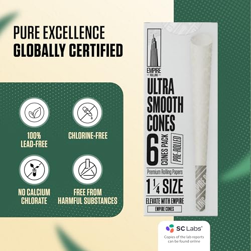 Premium Ultra Smooth Pre-Rolled Cones, White, 1.25", Unbleached - Product Imagery