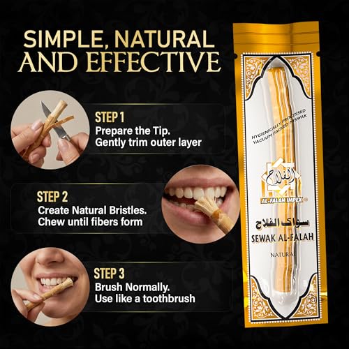 Al Falah Sewak Natural Miswak Toothbrush - 2 Sticks and 1 Holder - Product Imagery