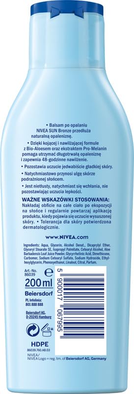 NIVEA Sun After Sun Body Lotion 200 ml (6.76 fl oz) Lightweight - Product Imagery