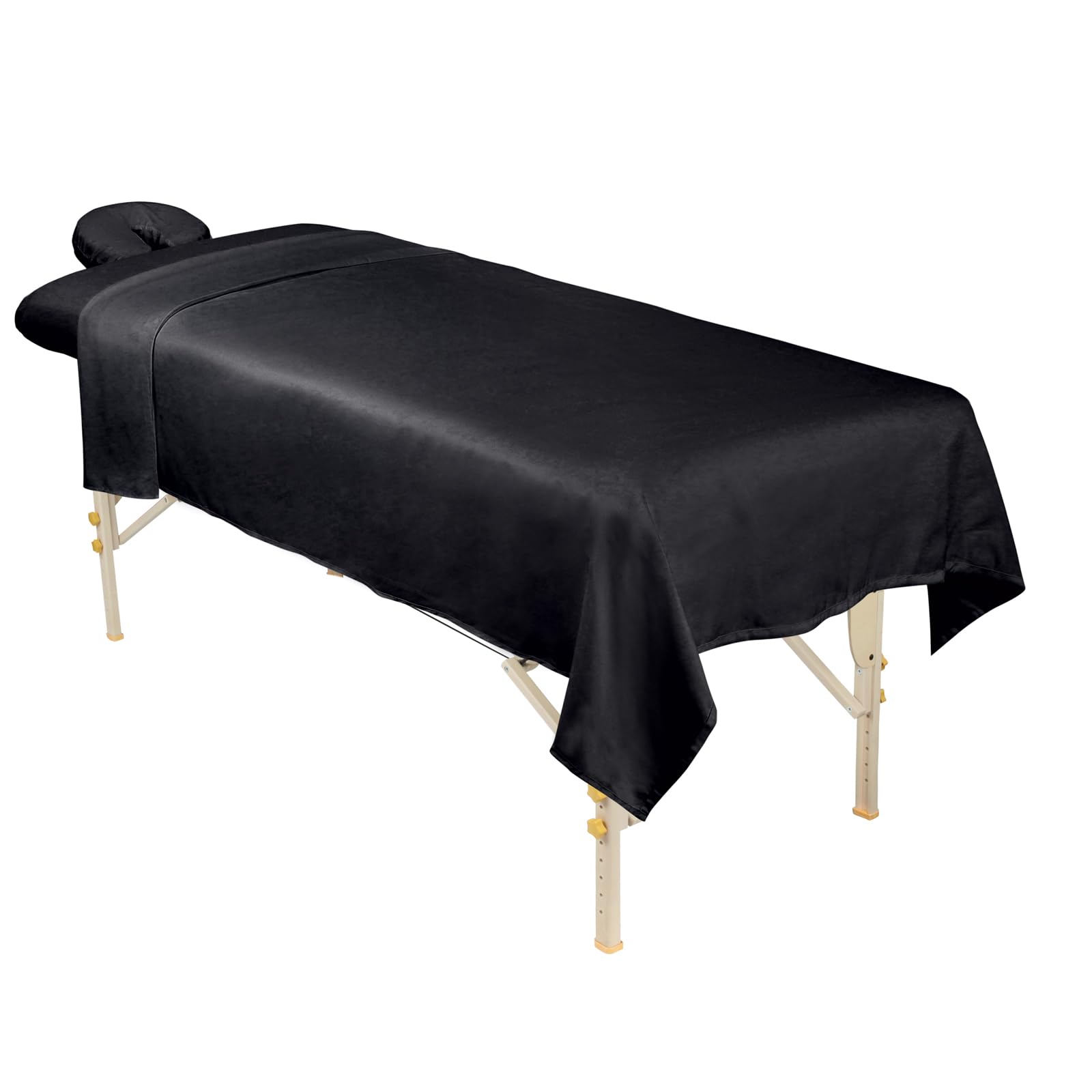 ForPro Professional Collection Premium Microfiber 3-Piece Massage Sheet Set, Black, Ultra-Light, Stain, and Wrinkle-Resistant Includes Massage Flat and Fitted Sheet and Massage Face Rest Cover
