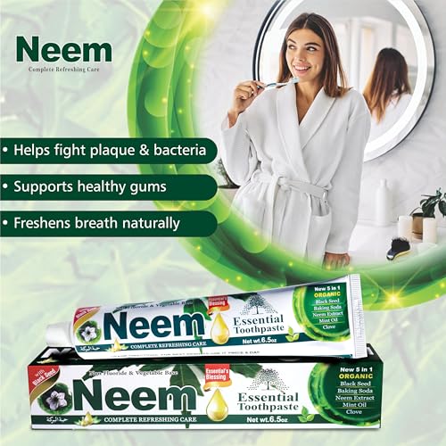 NEEM Essential Toothpaste - 6.53 oz Pack of 1 | New 5 in 1 | - Product Imagery