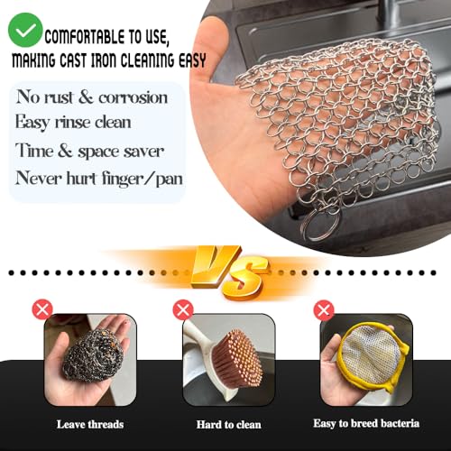 Cast Iron Cleaner, 6 Inch 316 Stainless Steel Skillet Cleaner, - Product Imagery
