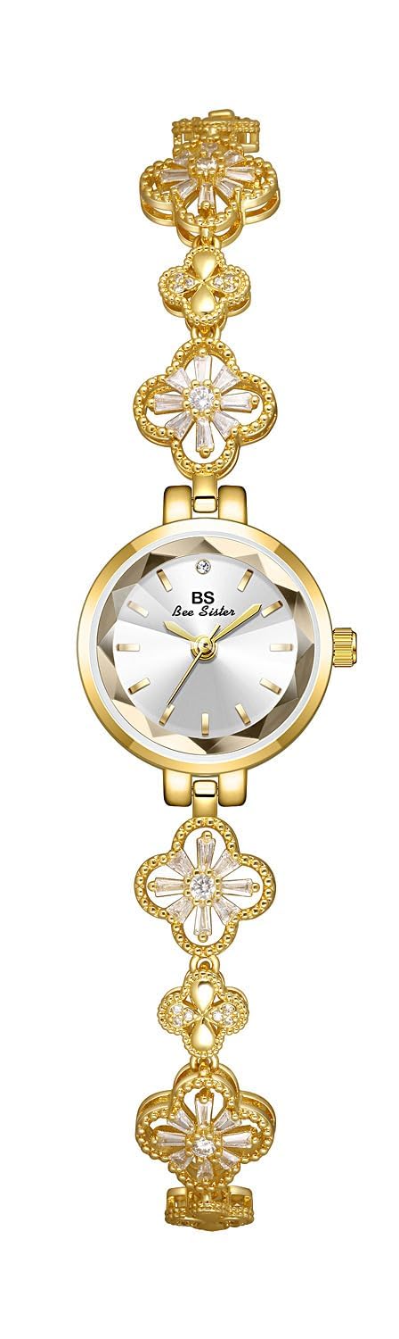Gosasa Vintage Gold Watch for Women Hollow Four Leaf Chain Bracelet Watch – Gold