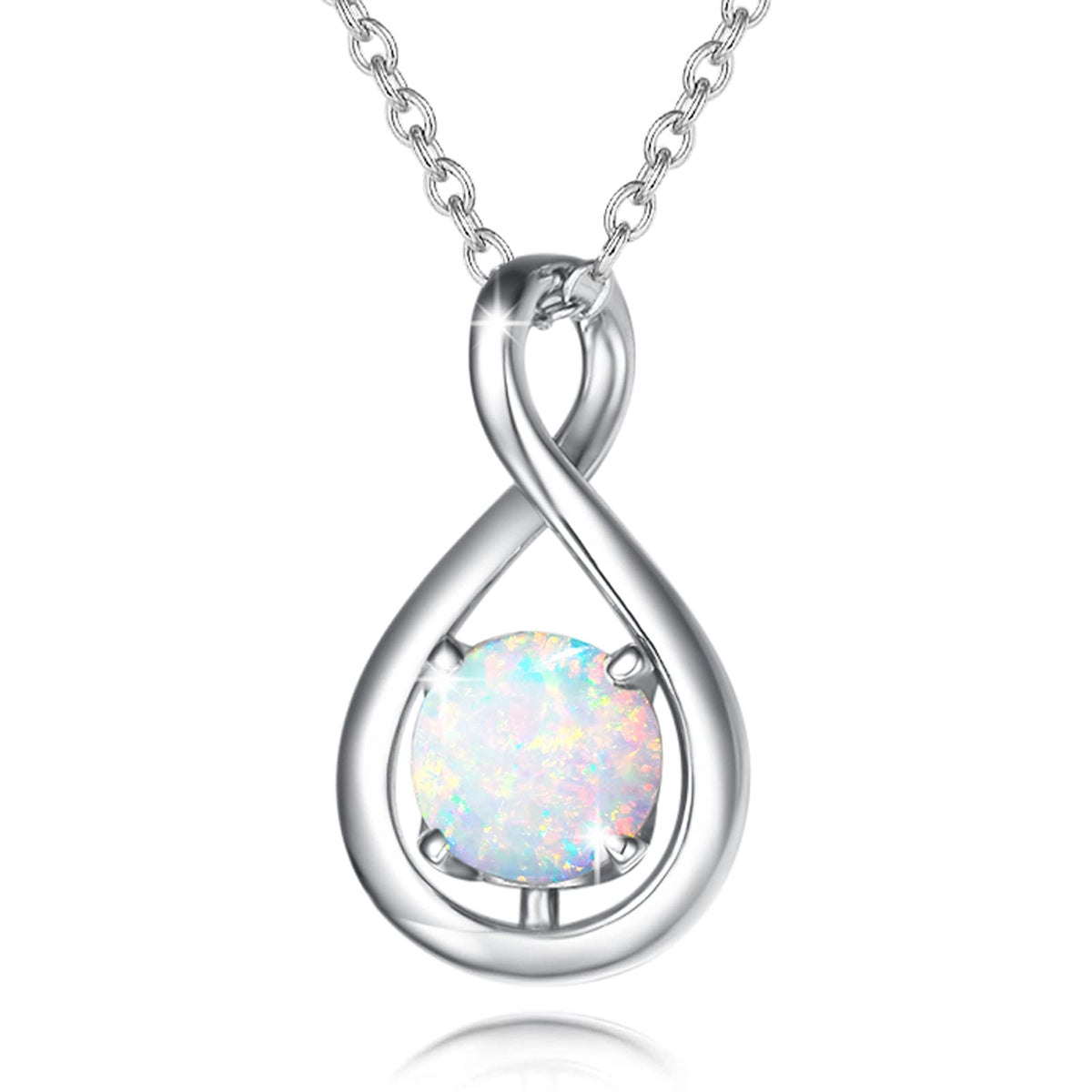 FANCIME Dainty Infinity Birthstone Necklaces Sterling Silver Pendant – Oct-A-10