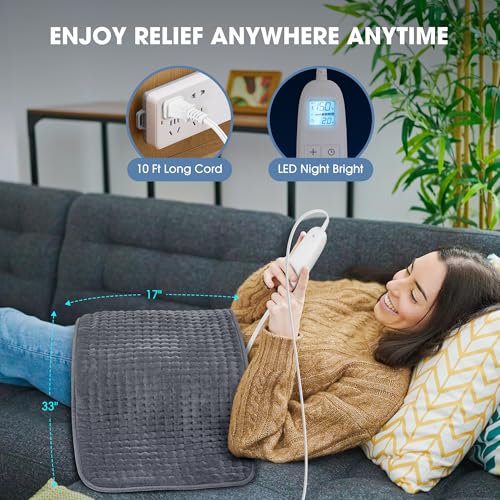 FluffyWarmth Electric Heating Pad for Back, Extra Large 17"x33", - Product Imagery