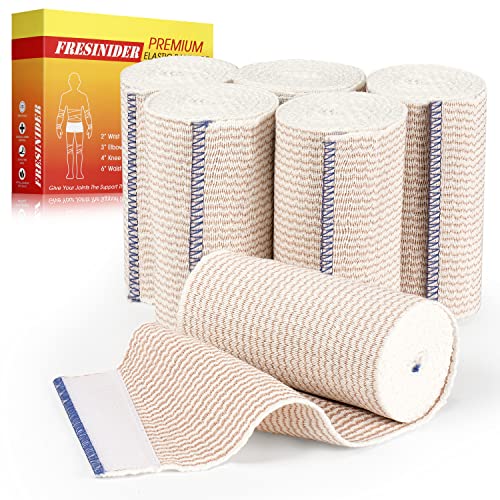 FRESINIDER Premium Elastic Bandage Wrap 4 Inch, 6 Pack, Hook and - Product Imagery