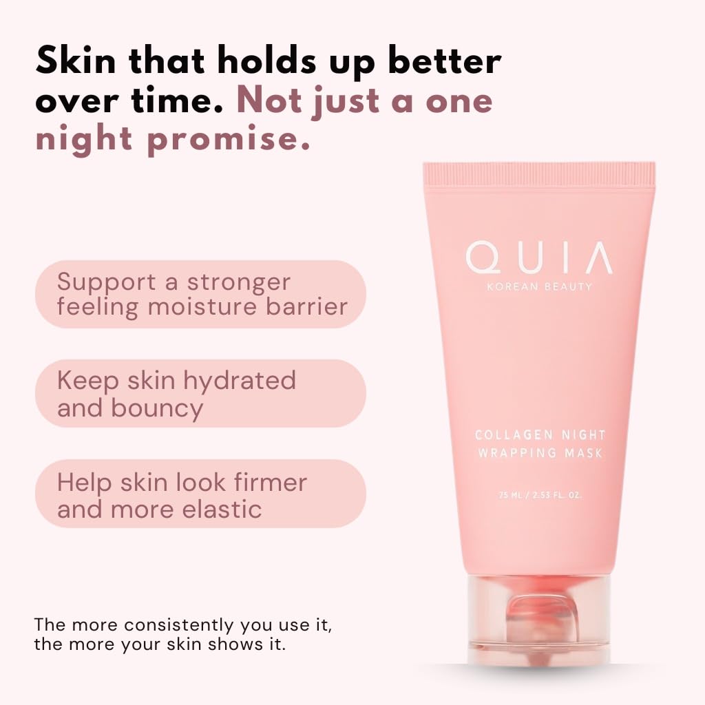 QUIA Beauty QUIA Collagen Overnight Wrapping Mask - Wake Up to Plumper, Firmer Skin – back view and specifications