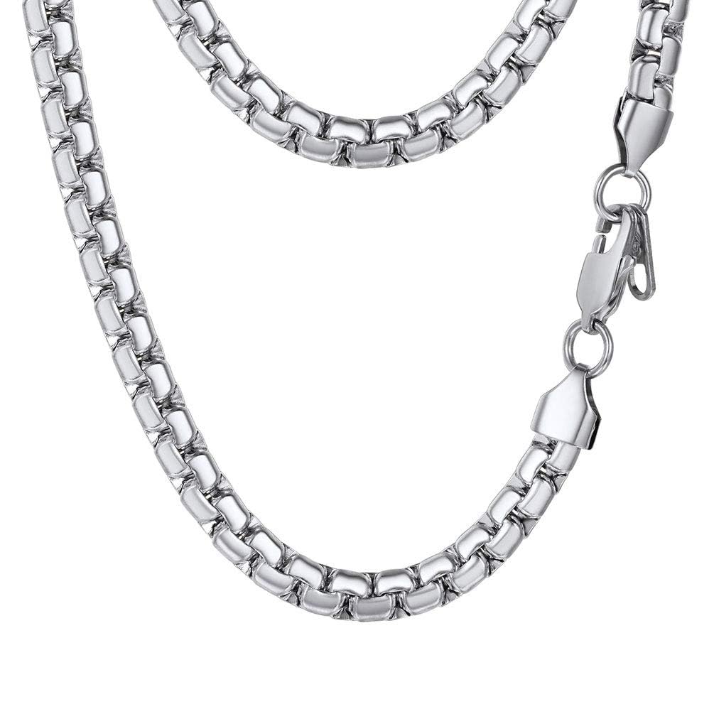 PROSTEEL Stainless Steel Flat Box Link Chain Necklace for Men – Stainless Steel