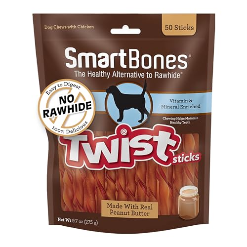SmartBones Twist Sticks Rawhide-Free Dog Treats, Peanut Butter, - Product Imagery