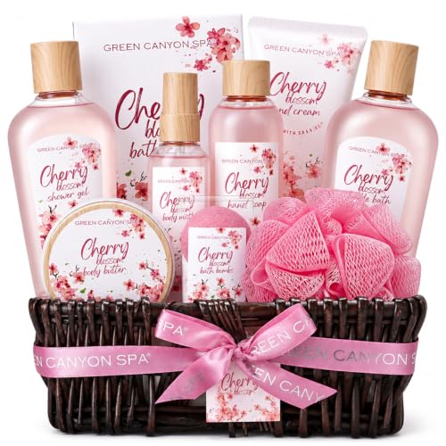 Green Canyon Spa Birthday Gifts for Women Baskets Cherry Blossom 10pcs – Cherry Blossom