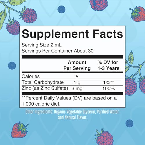 MaryRuth's Organic Toddler Zinc Liquid Drops, Berry Flavor, - Product Imagery