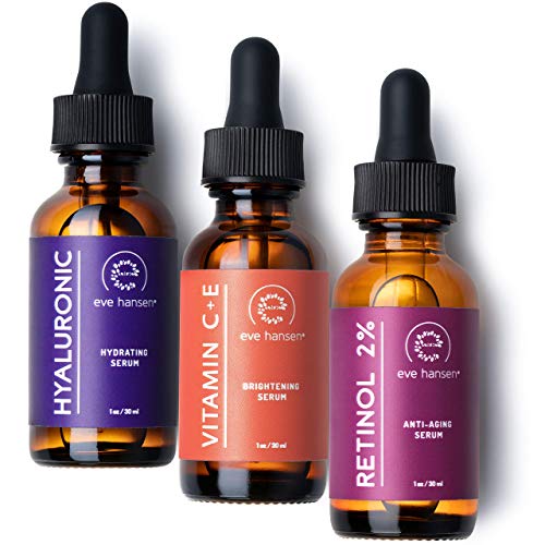 Eve Hansen Facial Serum Set | Vitamin C Serum, Hyaluronic Acid Serum, Retinol Serum | Hydrating and Anti-Aging Serum Set