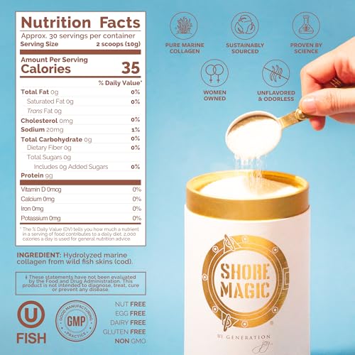 Shore Magic Premium Marine Collagen Powder, Unflavored, 30-Day - Product Imagery