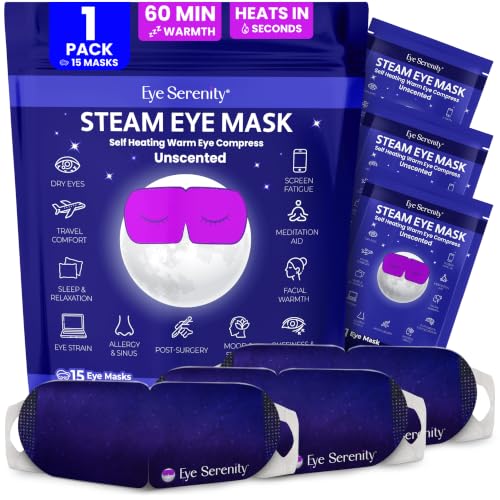 Lure Essentials Eye Serenity Steam Eye Mask, Heated Eye Mask Fast Relief for Stye Unscented – Steam Eye Mask Pack 15, Fa