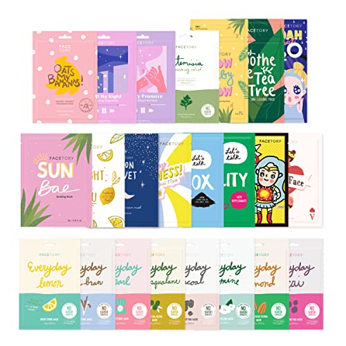 FACETORY 23 Collection Korean Face Mask Variety Pack, Hydrating - Product Imagery