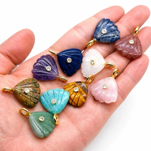 Natural Healing Crystal Carved Shell Stone Pendant Zircon - Product Imagery