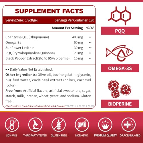 ZEBORA CoQ10 400mg Softgels, 120 Servings - Product Imagery