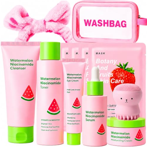 Watermelon Skin Care Set for Teens Girls Women, Gentle Facial - Product Imagery