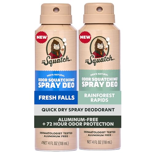 Dr. Squatch Spray Natural Deodorant Men, Aluminum Free (4oz, 2-Pack) – Aluminum Free, Savage Rapids