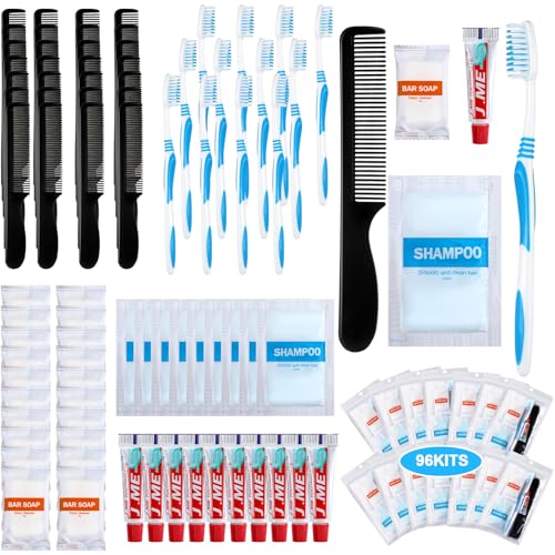 Tiangrid 96 Sets Personal Hygiene Kit Basic Toiletry Kit Homeless Supplies