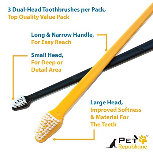 Pet Republique Dog Toothbrush Set of 3 – Dual Headed Dental - Product Imagery