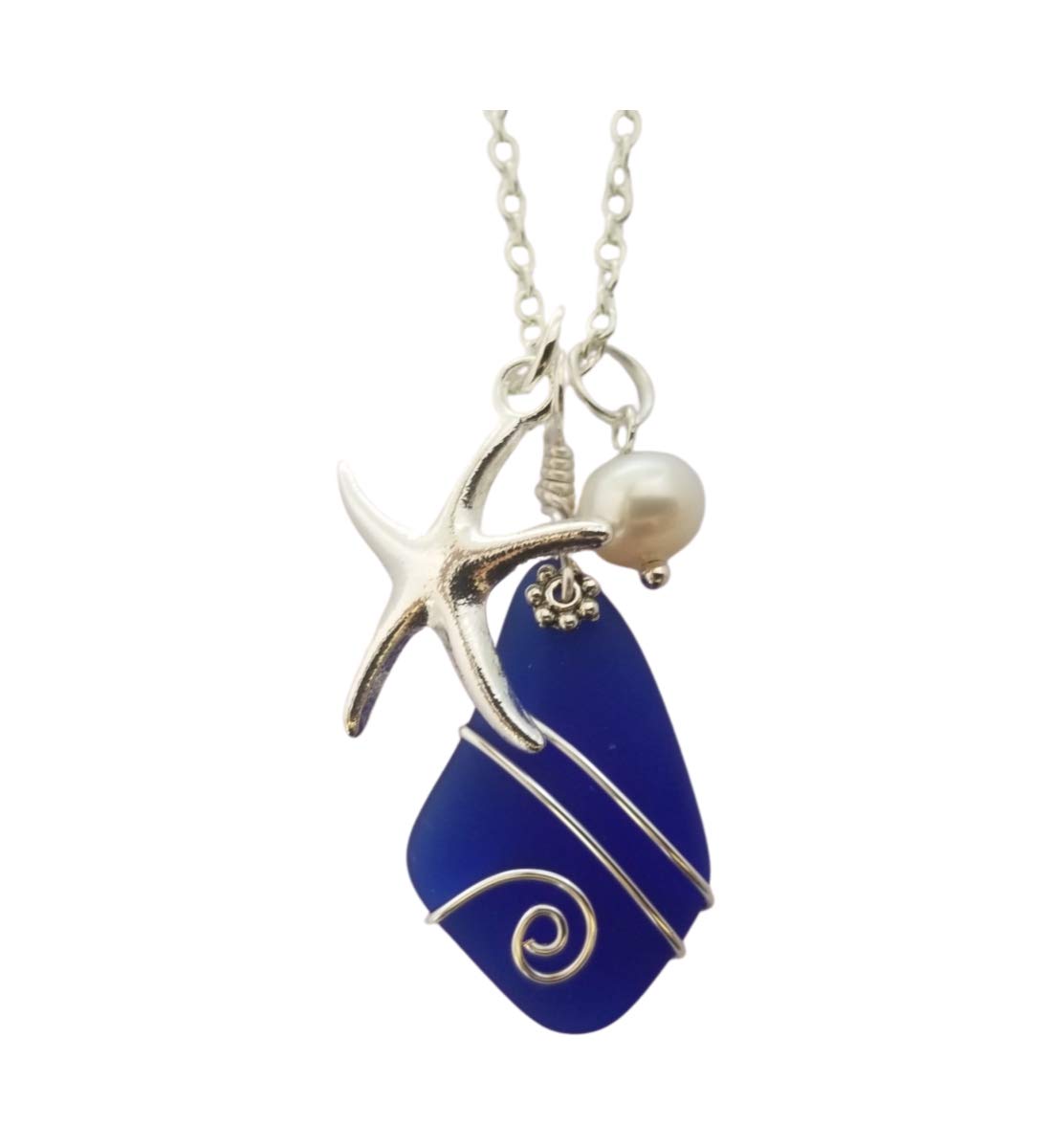 Sea Glass Necklace Hawaiian Jewelry For Women Wire Wrapped - yinahawaii Official Imagery - 1
