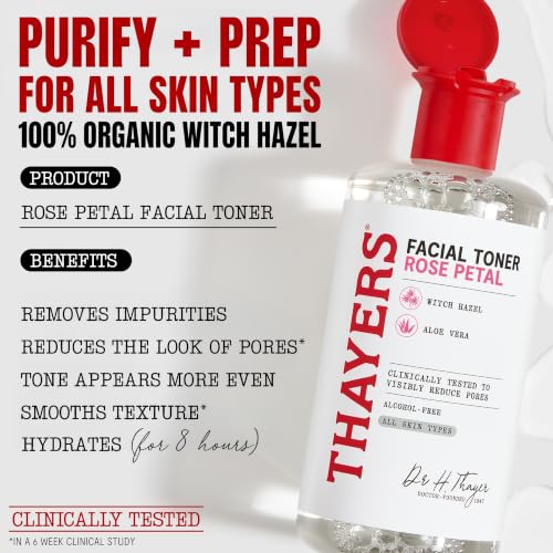 THAYERS Witch Hazel Facial Toner, Hydrating Rose Petal Toner, 12 - Product Imagery