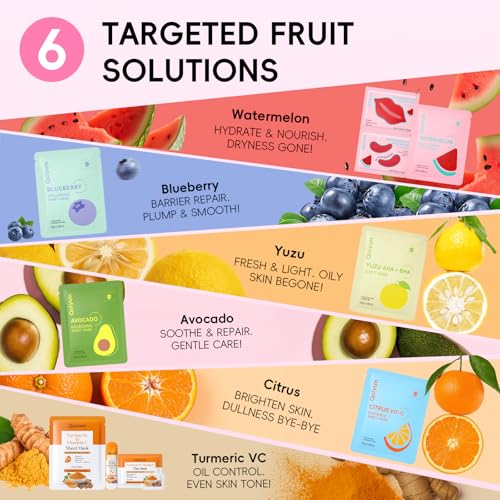 QUIYUM 26PCS Face Masks& Lip& Eye Masks Skin Care Set for Women - Product Imagery