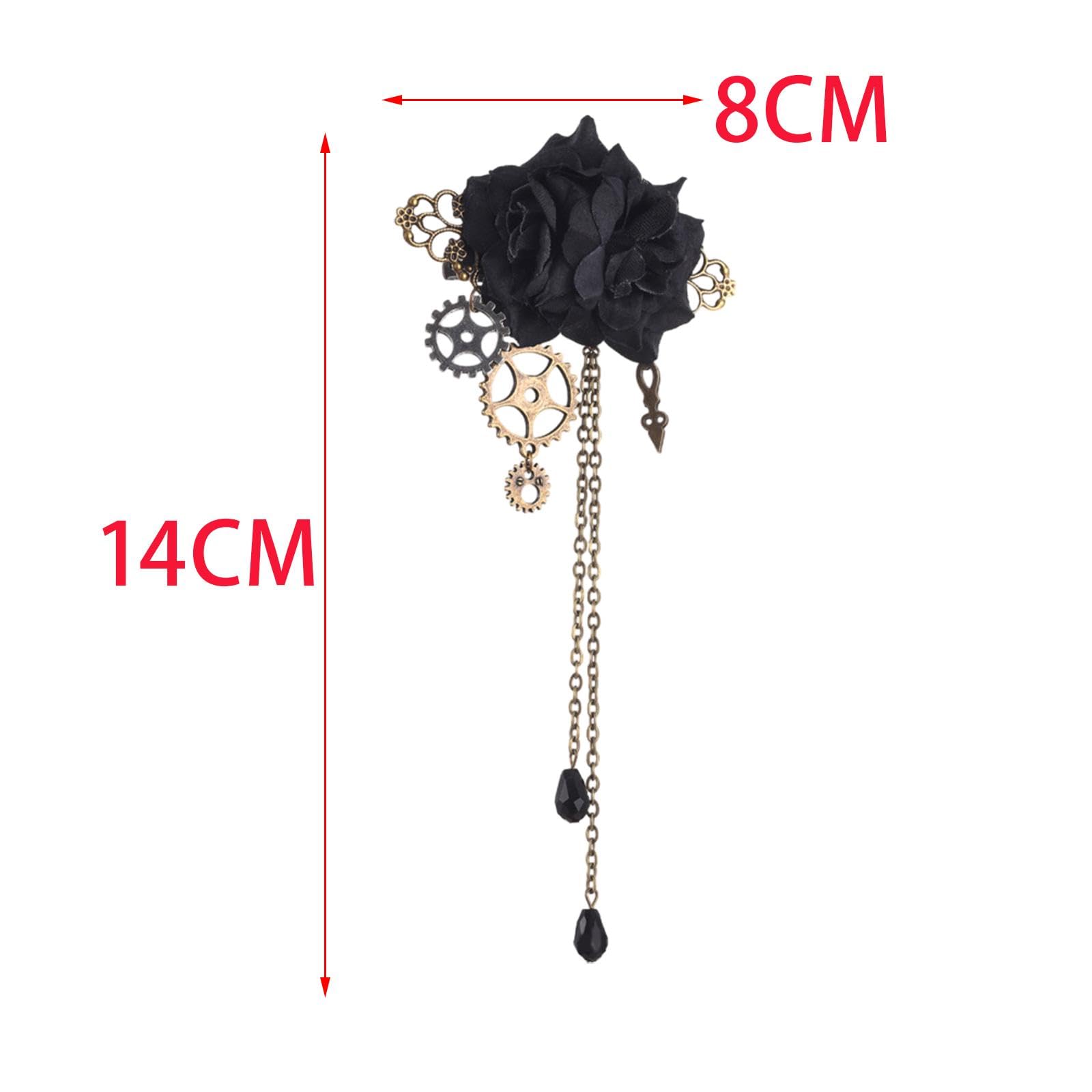 Tassel Chain Rose Hair Clip Brooch