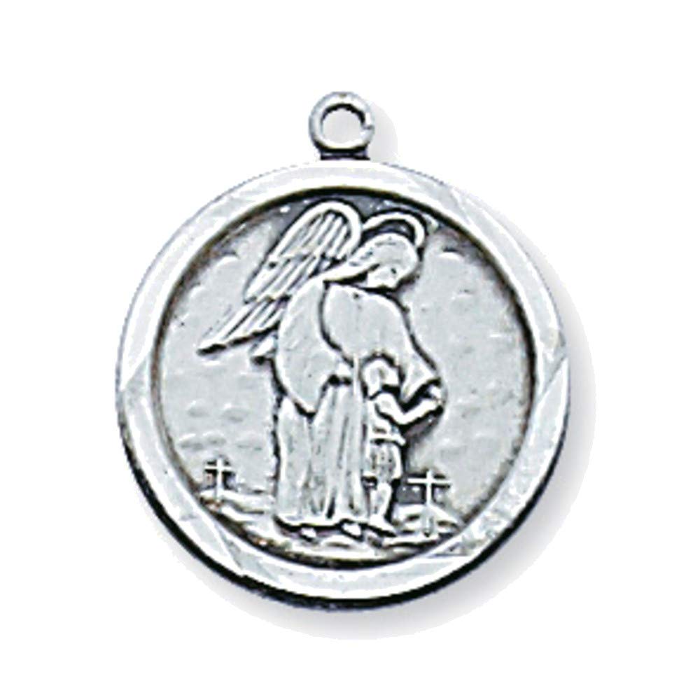 Bonyak Jewelry Sterling Silver Guardian Angel with 18 in. Rhodium Plated Brass Chain and Deluxe Gift Box – product photo
