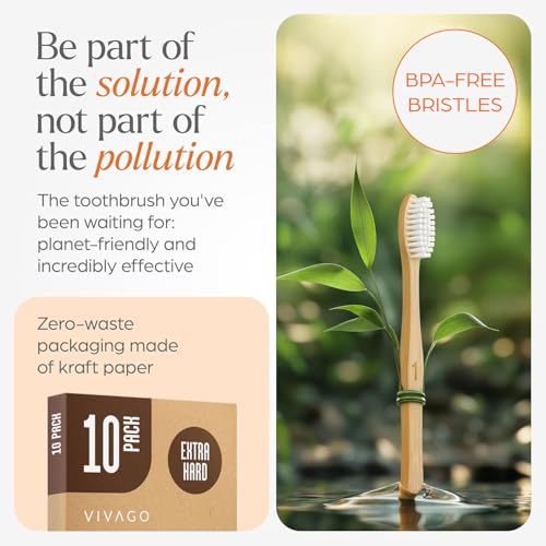 VIVAGO Extra Hard Toothbrushes for Adults - 10 Pack - Product Imagery