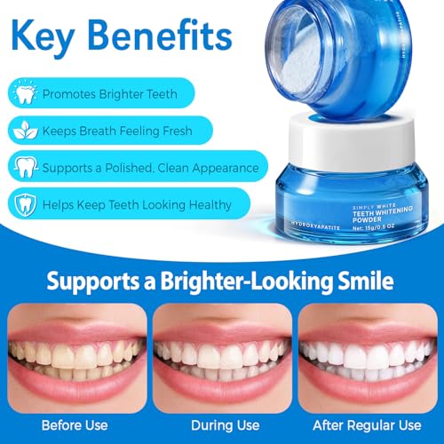 Enamel-Safe Teeth Whitening Powder - Hydroxyapatite - Gentle on - Product Imagery