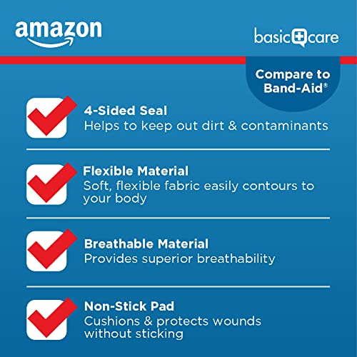 Amazon Basic Care Flexible Fabric Adhesive Bandages, First Aid - Product Imagery