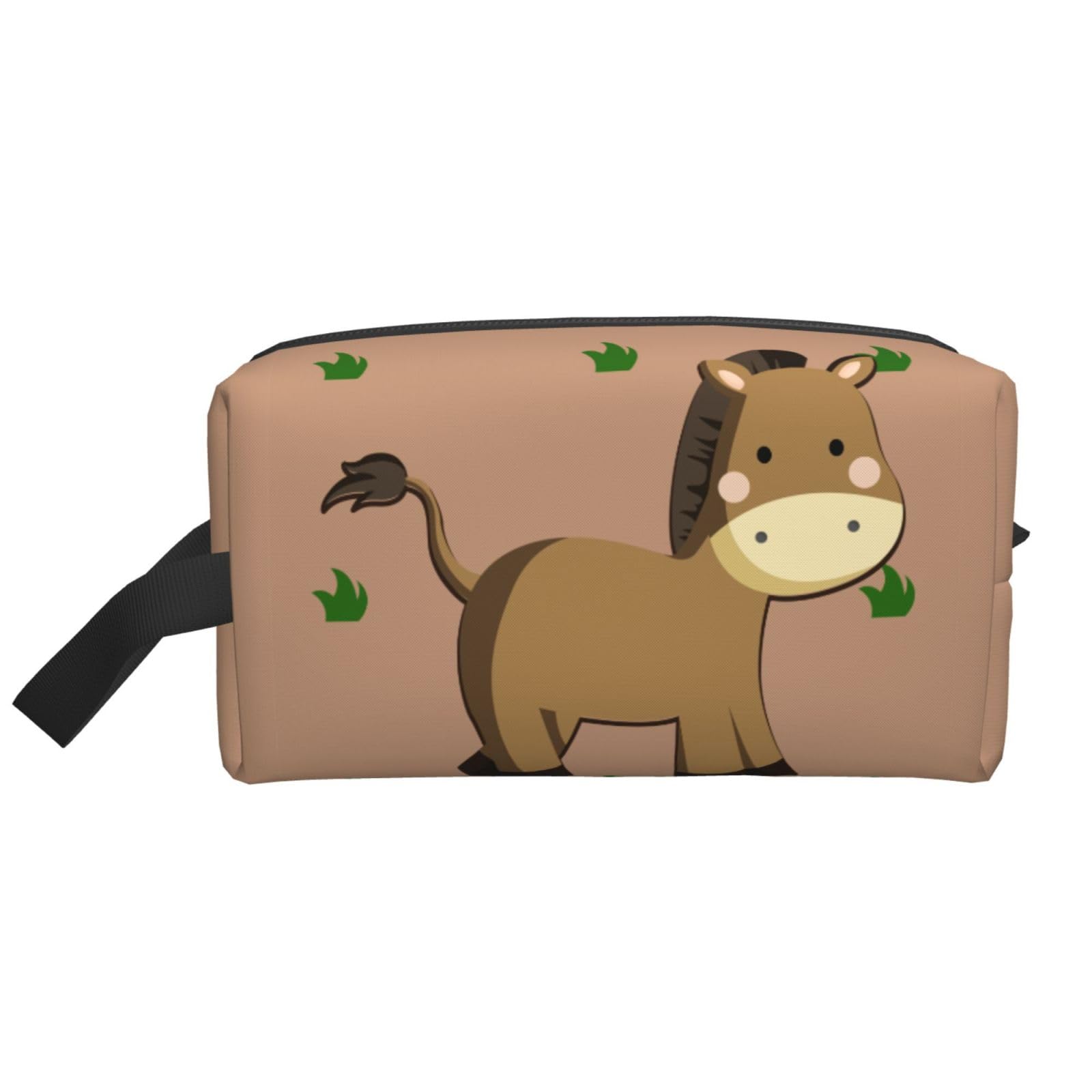 Large cartoon donkey travel toiletry bag by SXZVVBN with spacious compartments for cosmetics and toiletries.
